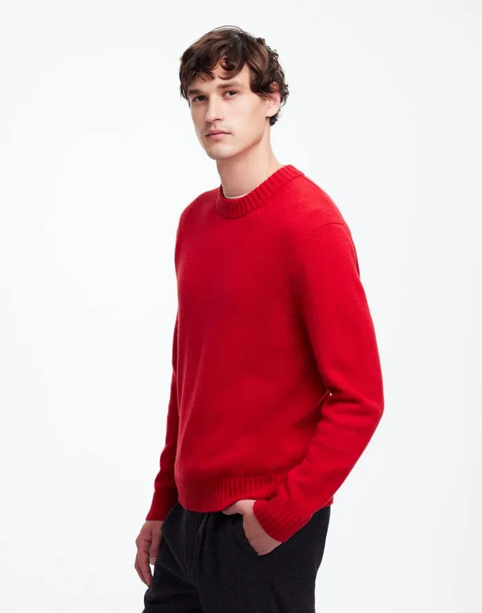 Madewell Crewneck Sweater In SoftWool Pomegranate Seed Men Sweaters