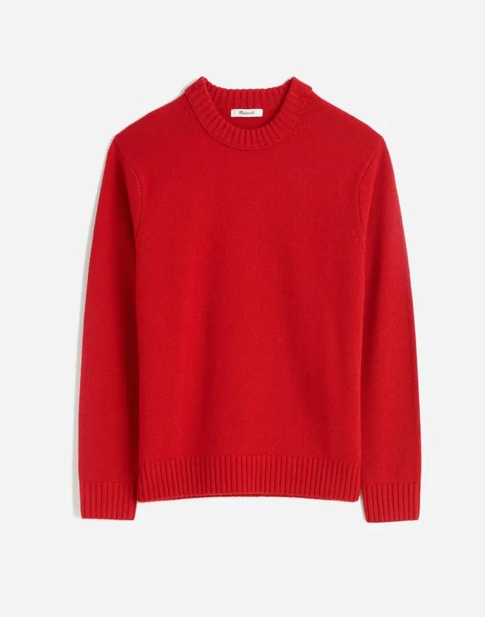 Madewell Crewneck Sweater In SoftWool Pomegranate Seed Men Sweaters