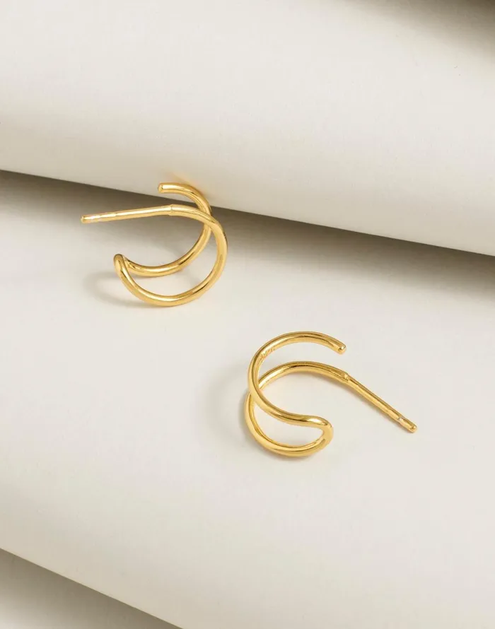 Madewell DemiFine Double Hoop Earrings 14k Gold Women Jewelry