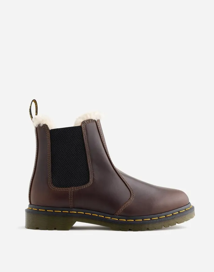 Madewell Dr Martens 2976 Lenore Faux FurLined Chelsea Boots Dark Khaki Orleans Women Boots