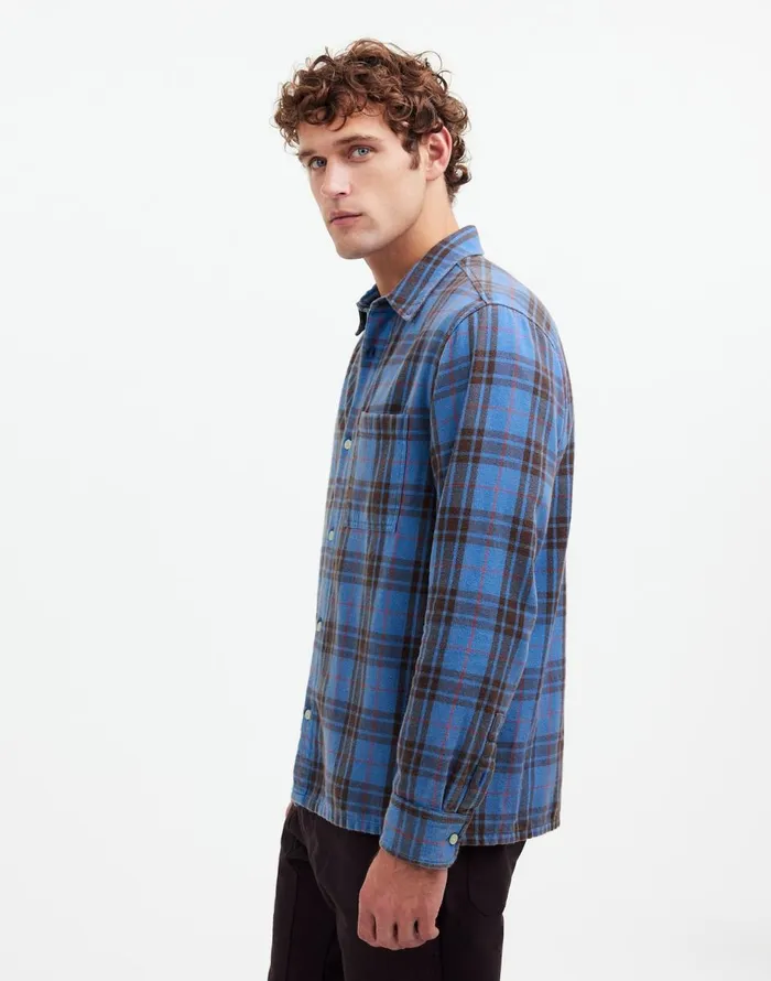Madewell Easy Shirt In Brushed Flannel Honorary Blue Men Shirts