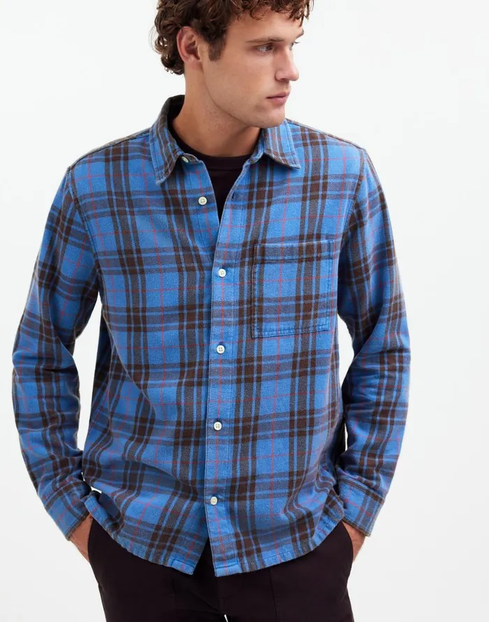 Madewell Easy Shirt In Brushed Flannel Honorary Blue Men Shirts