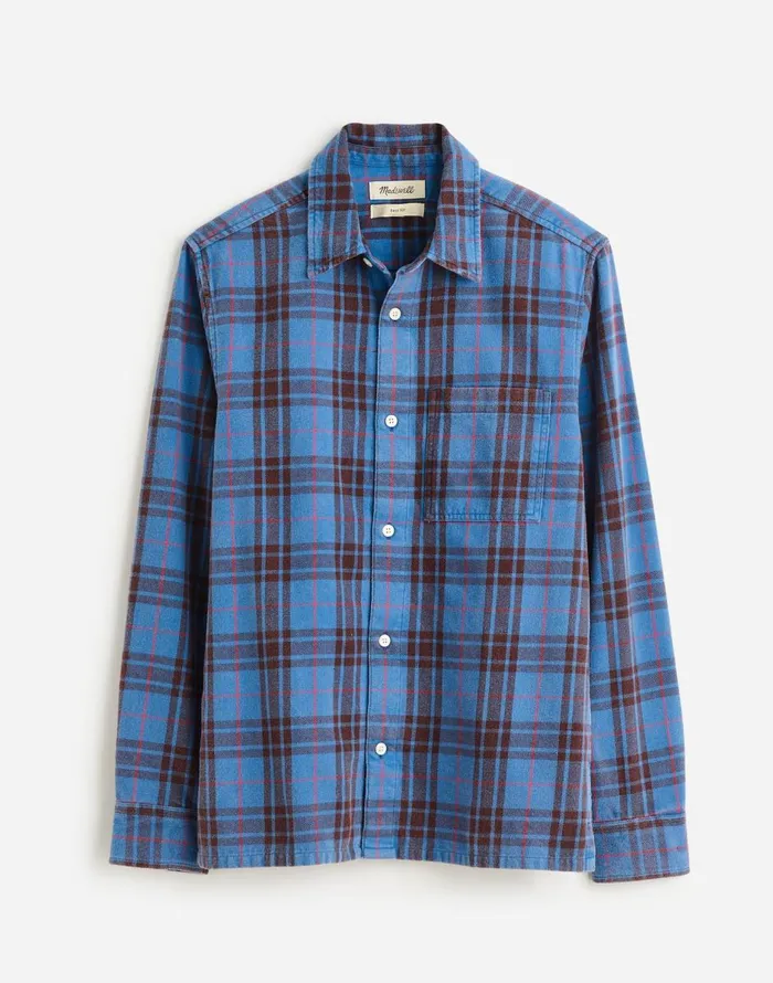 Madewell Easy Shirt In Brushed Flannel Honorary Blue Men Shirts