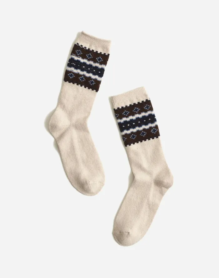 Madewell Fair Isle Trouser Socks Heather Oatmeal Women Socks