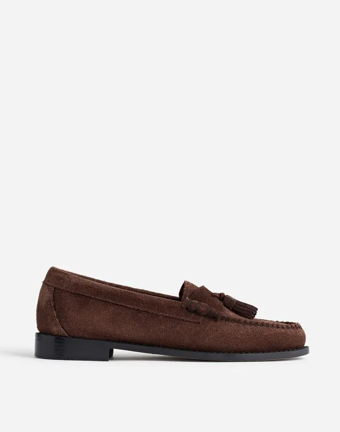 Madewell GHBASS Layla Weejuns Loafers In Oiled Suede Brown Women Flats and Loafers
