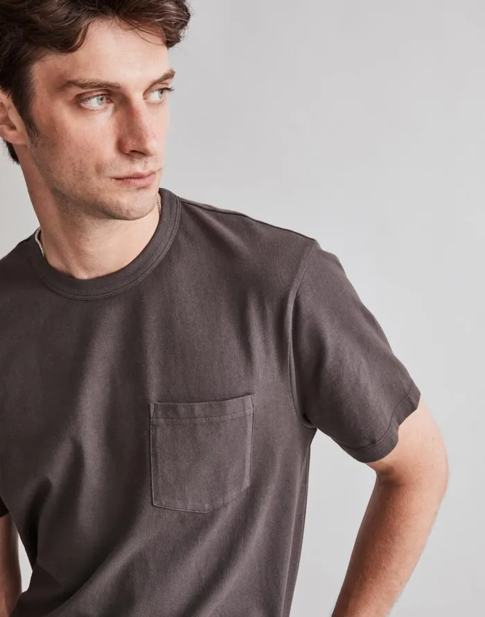 Madewell GarmentDyed Allday Crewneck Pocket Tee Black Coal Men Tees