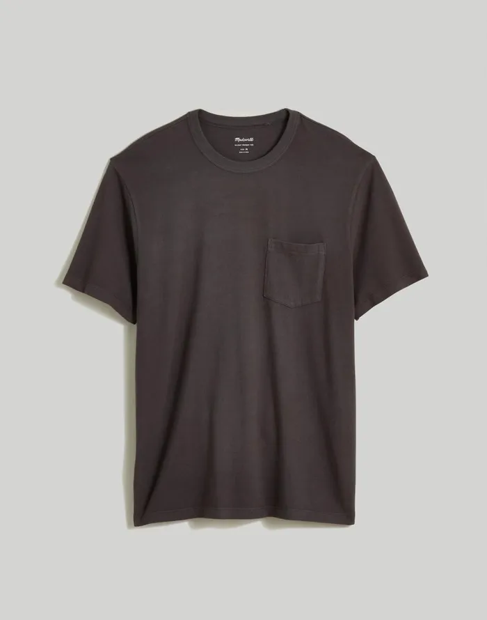 Madewell GarmentDyed Allday Crewneck Pocket Tee Black Coal Men Tees