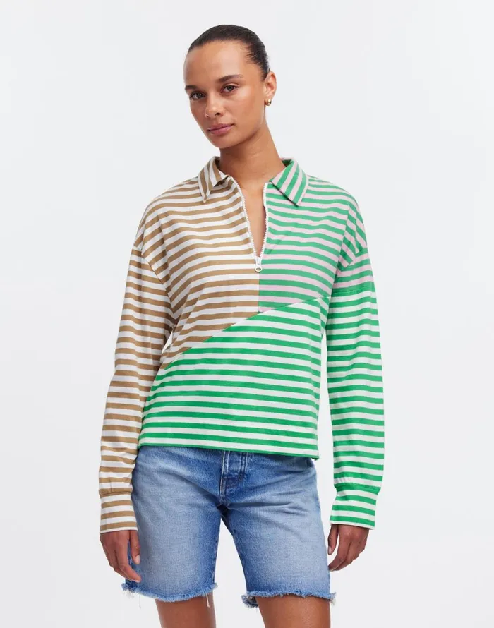 Madewell KULE The Beck Sweatshirt Green Beige Blush Women Tees