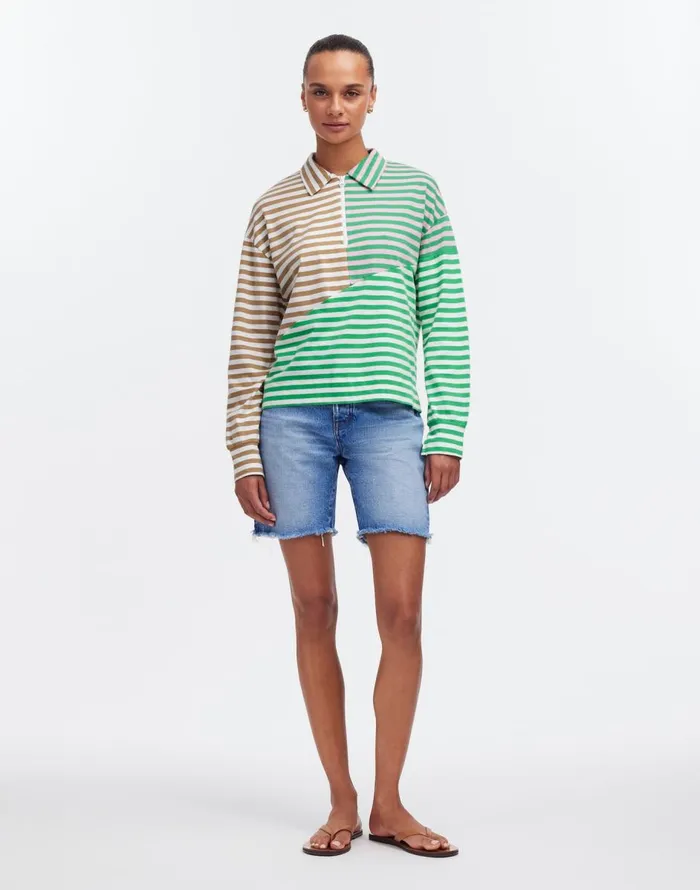 Madewell KULE The Beck Sweatshirt Green Beige Blush Women Tees