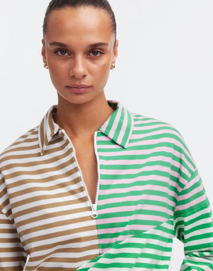 Madewell KULE The Beck Sweatshirt Green Beige Blush Women Tees