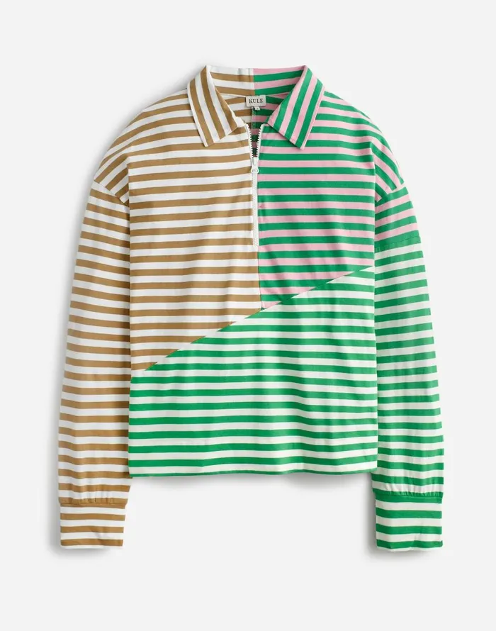 Madewell KULE The Beck Sweatshirt Green Beige Blush Women Tees