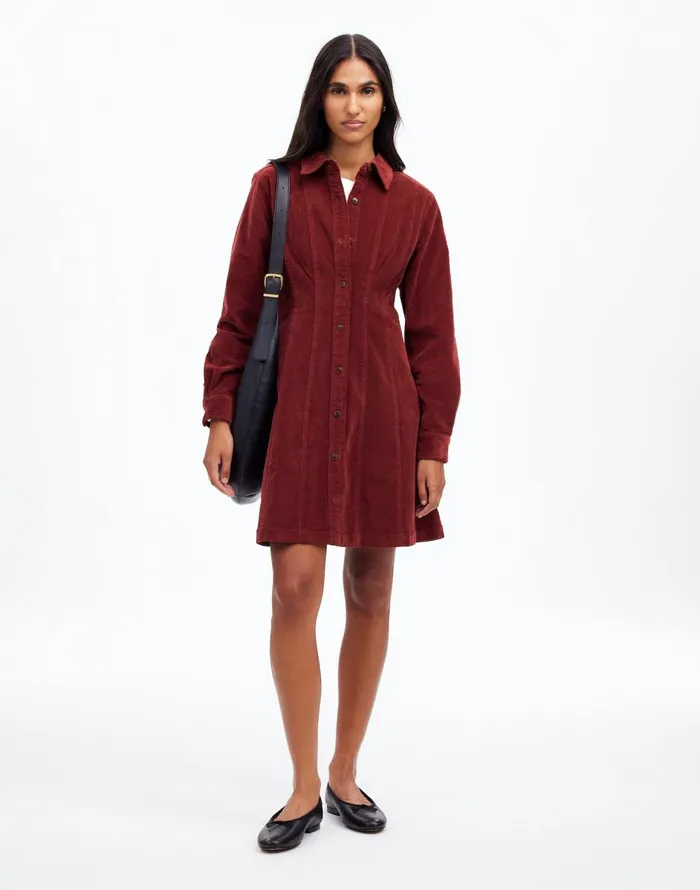 Madewell LongSleeve Seamed Mini Dress Cabernet Women Dresses