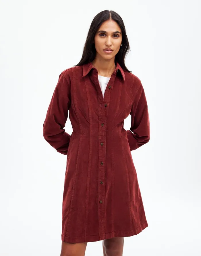 Madewell LongSleeve Seamed Mini Dress Cabernet Women Dresses