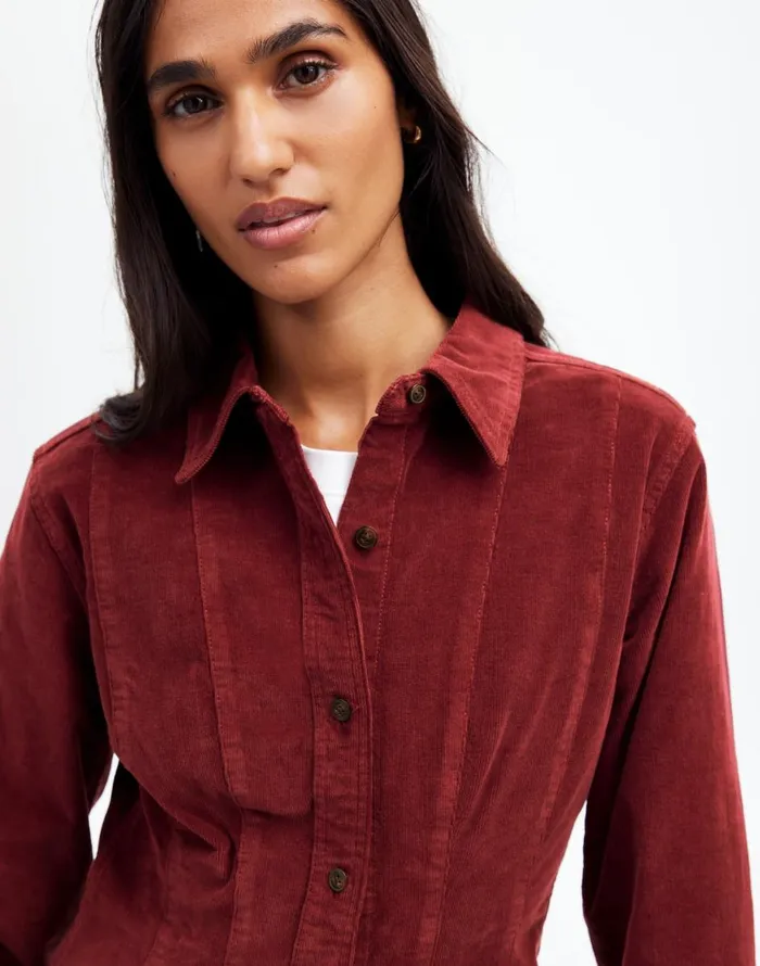Madewell LongSleeve Seamed Mini Dress Cabernet Women Dresses