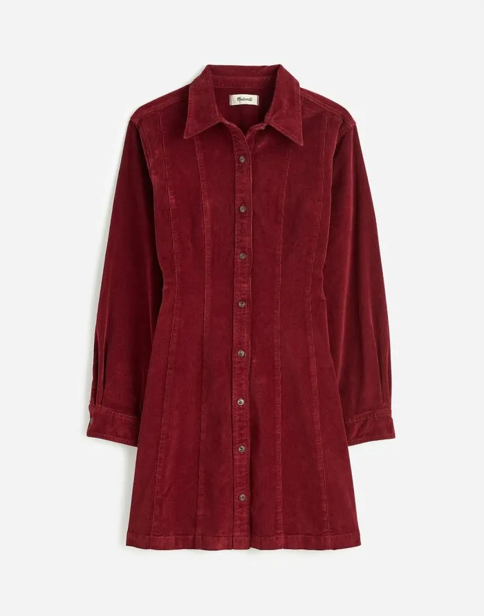 Madewell LongSleeve Seamed Mini Dress Cabernet Women Dresses