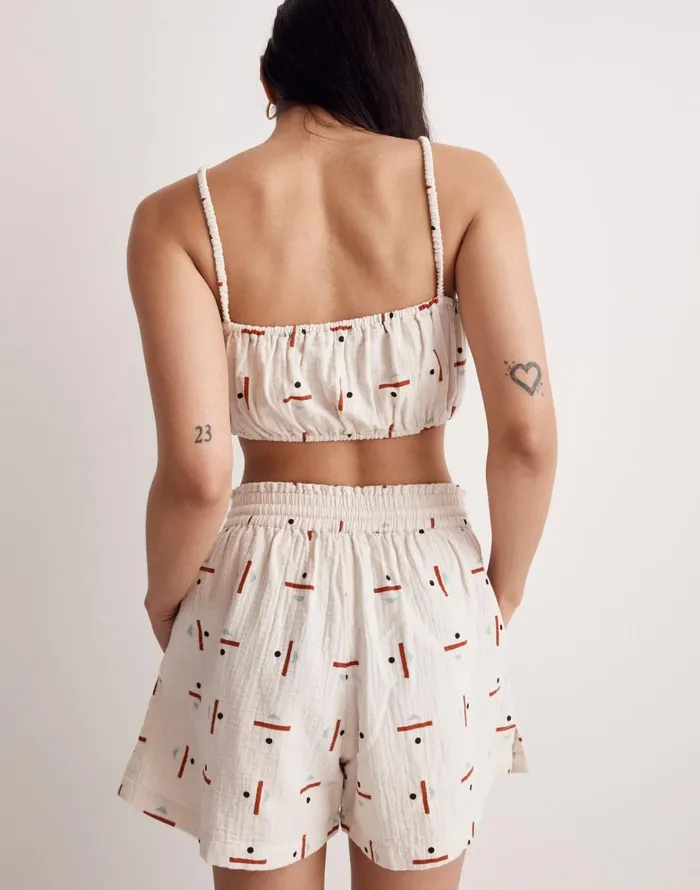 Madewell Madewell X Caroline Z Hurley CoverUp Bubble Crop Top In Tridot Vintage Linen Women Swim