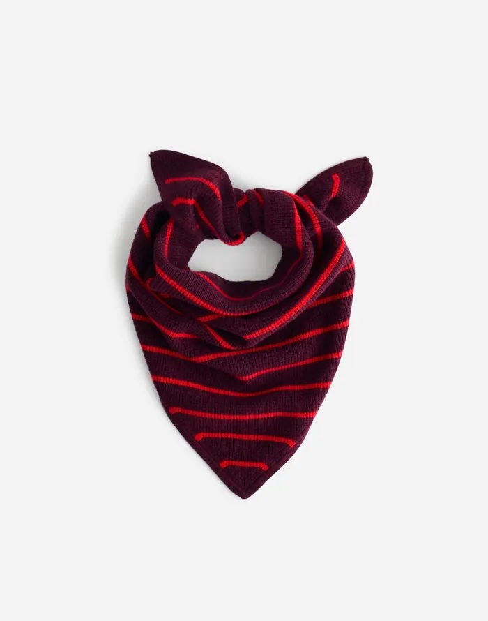 Madewell Merino Wool WaffleKnit Bandana Bright Cherry Stripe Women Scarves