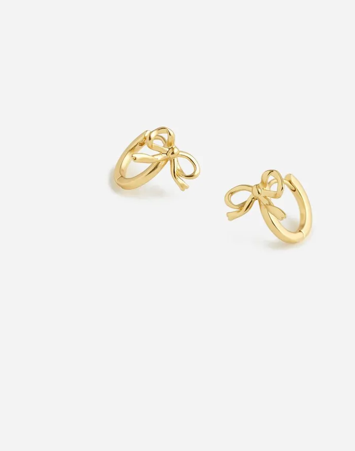 Madewell Metal Bow Huggie Hoop Earrings Vintage Gold Women Jewelry