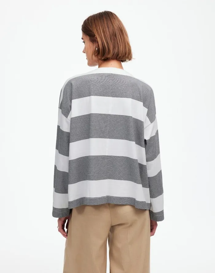 Madewell Oversized Crewneck LongSleeve Tee In Stripe Eyelet White Women Tees