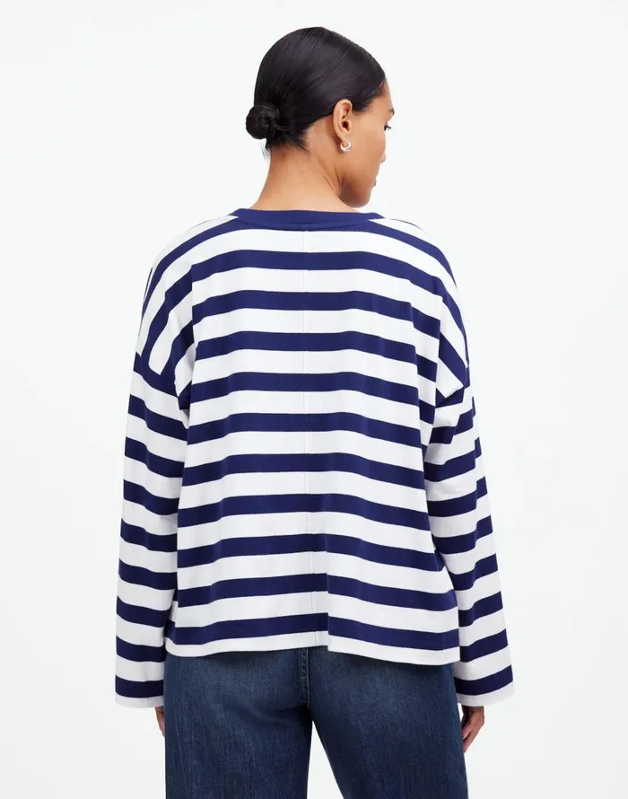 Madewell Oversized LongSleeve Crewneck Tee Bright Cobalt Women Tees