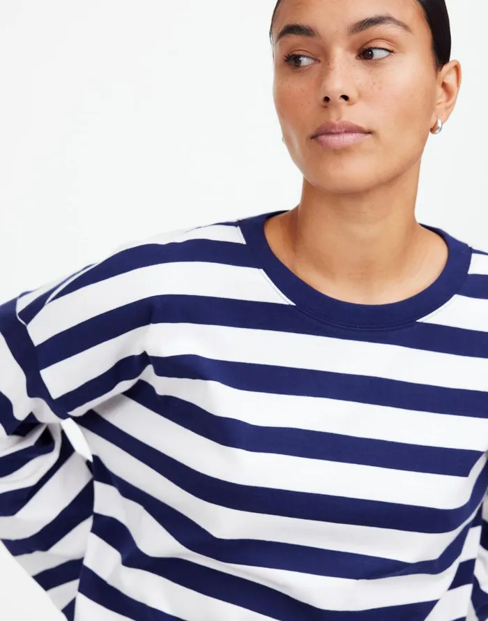 Madewell Oversized LongSleeve Crewneck Tee Bright Cobalt Women Tees