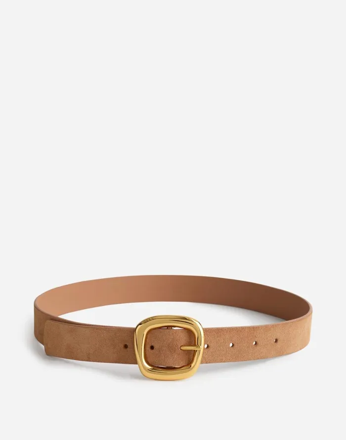 Madewell PuffedBuckle Suede Belt Cumin Women Belts
