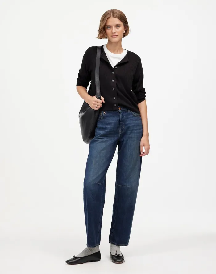 Madewell Relaxed ButtonFront Cardigan Jet Black Women Tees