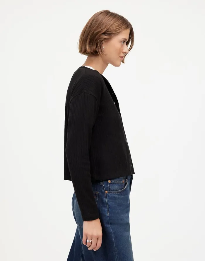 Madewell Relaxed ButtonFront Cardigan Jet Black Women Tees