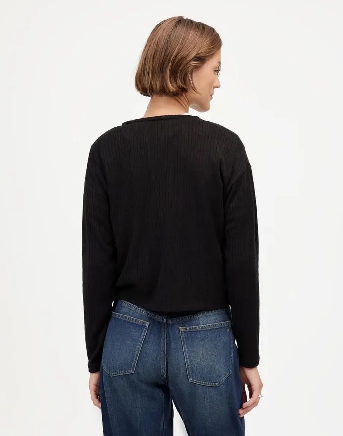 Madewell Relaxed ButtonFront Cardigan Jet Black Women Tees