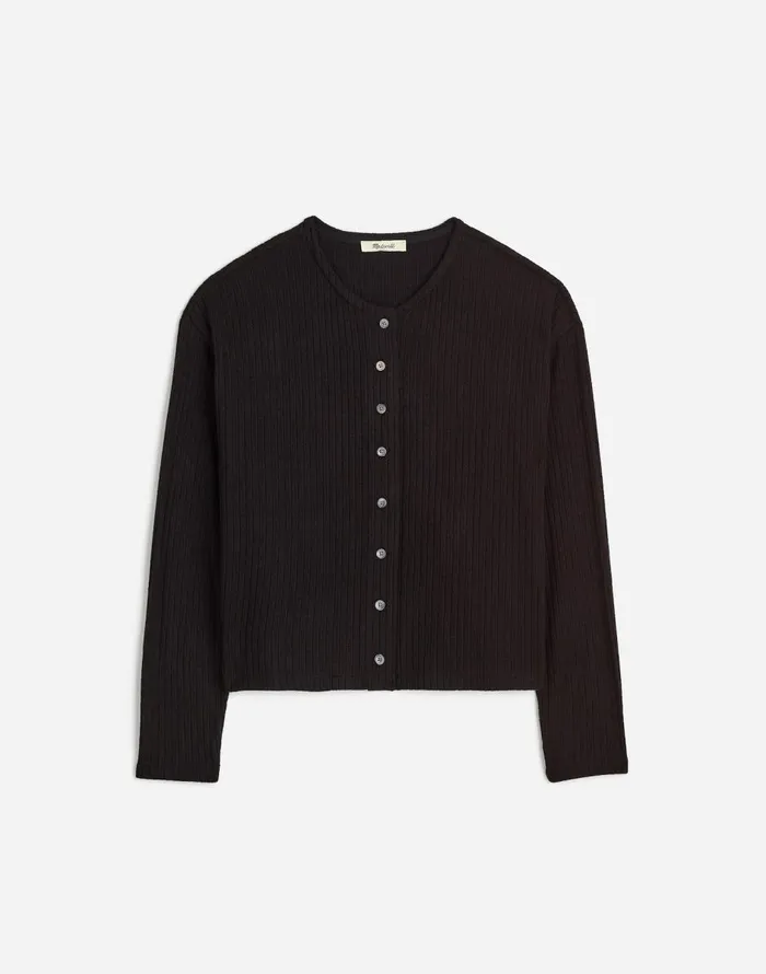 Madewell Relaxed ButtonFront Cardigan Jet Black Women Tees