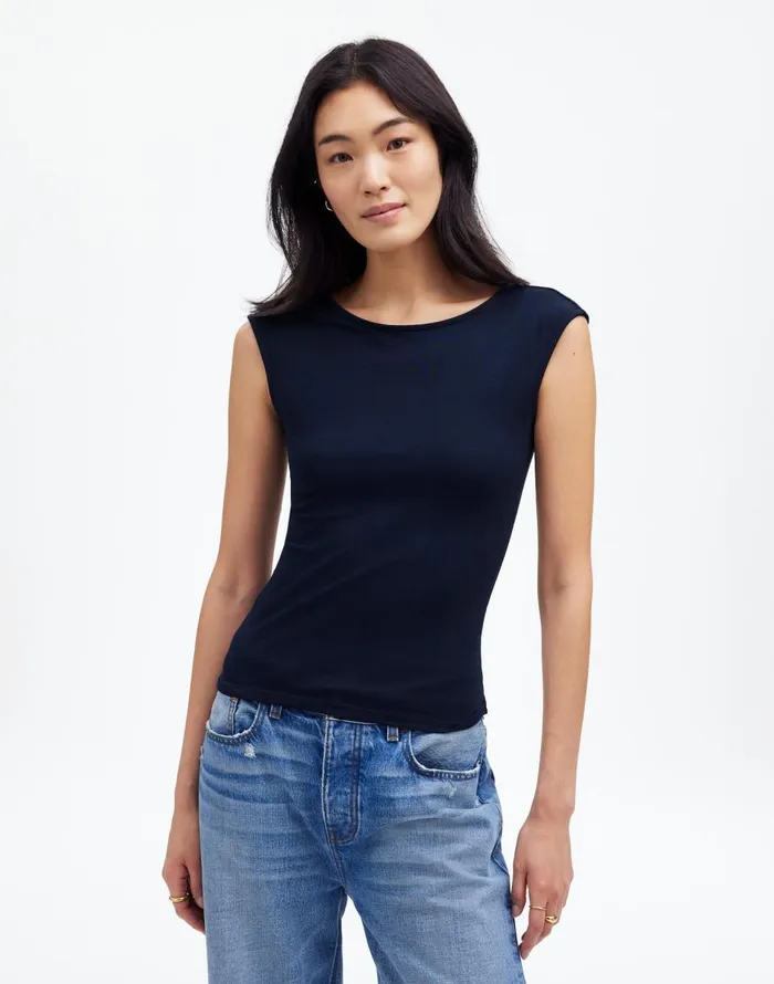 Madewell Scoopneck CapSleeve Tee Deep Indigo Women Tees