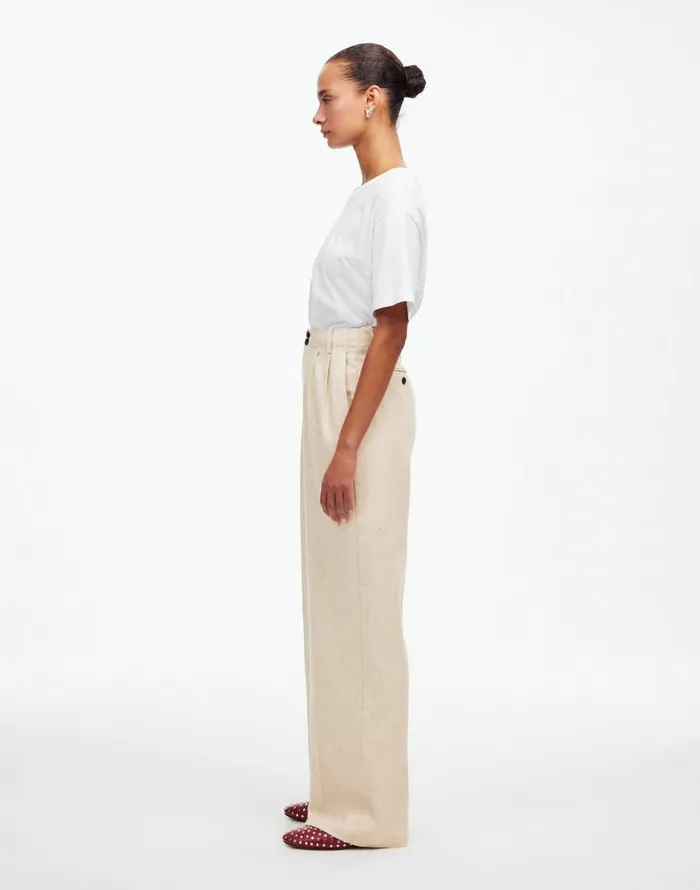 Madewell The Harlow WideLeg Pant In Herringbone Italian Fabric Oatmeal Herringbone Women Matching Sets
