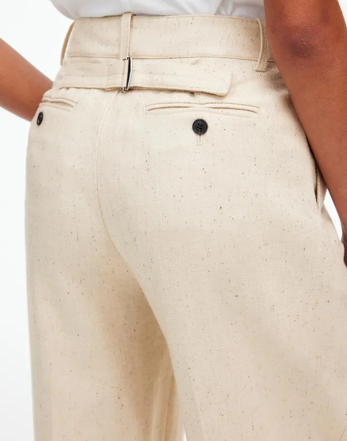 Madewell The Harlow WideLeg Pant In Herringbone Italian Fabric Oatmeal Herringbone Women Matching Sets