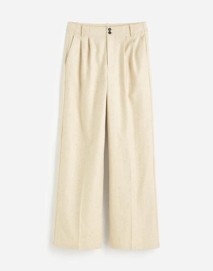 Madewell The Harlow WideLeg Pant In Herringbone Italian Fabric Oatmeal Herringbone Women Matching Sets
