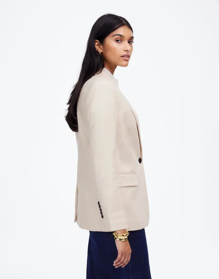 Madewell The Kline Blazer Oatmeal Herringbone Women Coats Jackets