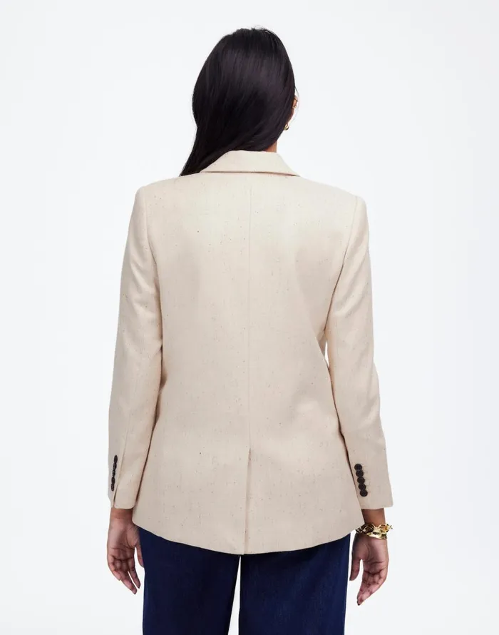 Madewell The Kline Blazer Oatmeal Herringbone Women Coats Jackets