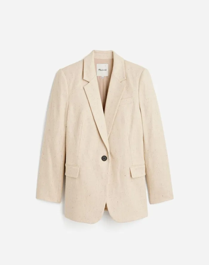 Madewell The Kline Blazer Oatmeal Herringbone Women Coats Jackets