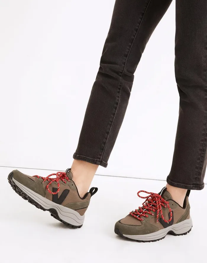 Madewell Veja Suede Venturi Sneakers In Oxford Grey Kaki Black Women Sneakers