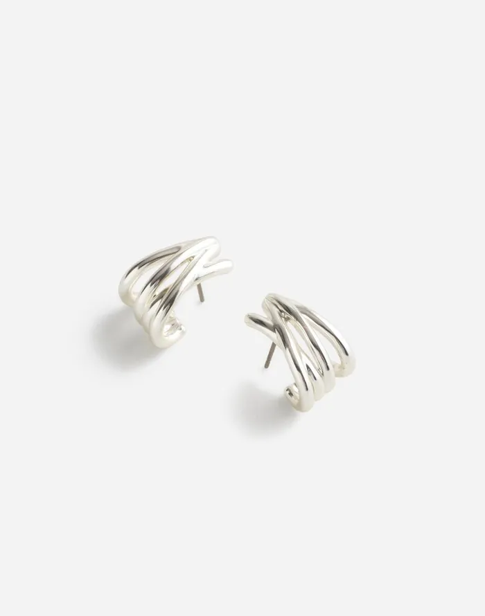Madewell Wraparound Statement Stud Earrings Light Silver Ox Women Jewelry