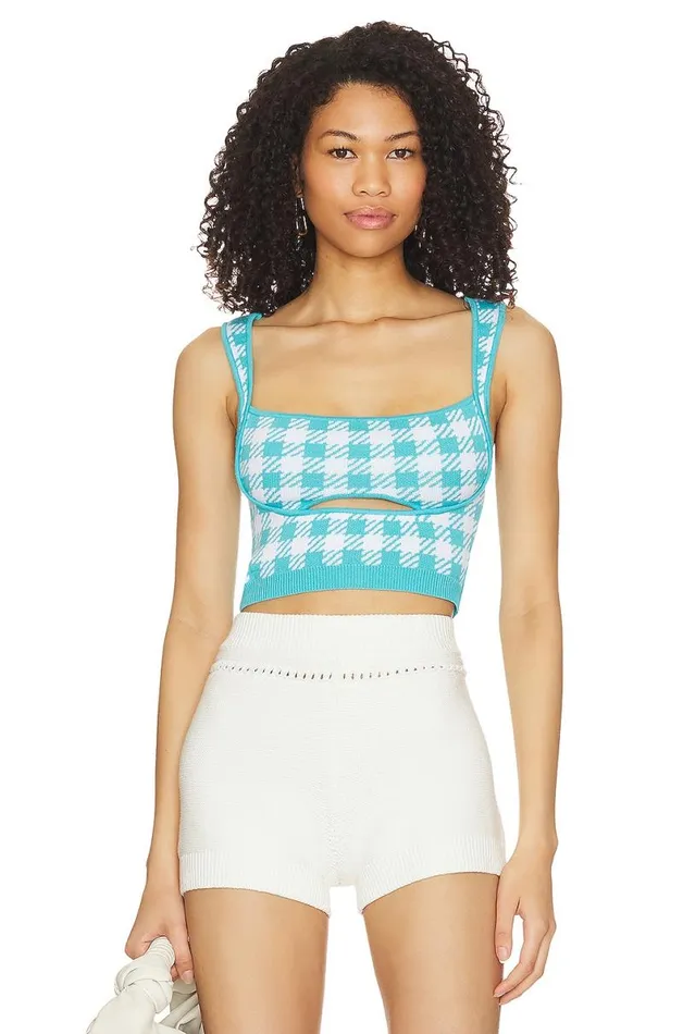 Maeva Crop Top Turquoise and White Women Lovers and Friends Tops
