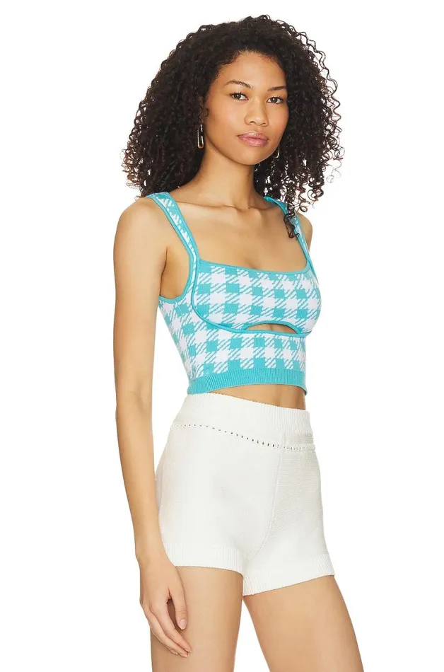 Maeva Crop Top Turquoise and White Women Lovers and Friends Tops