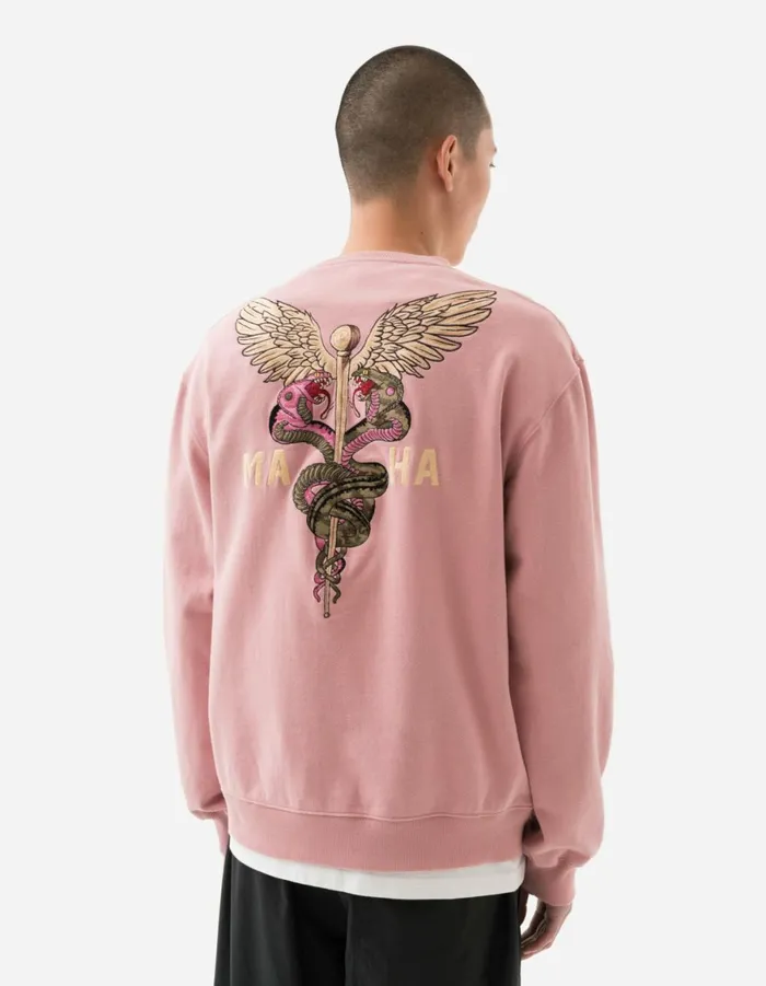 Maharishi Crew Sweats 6009 Caduceus Monk Crew Sweat Pink 8211 Men