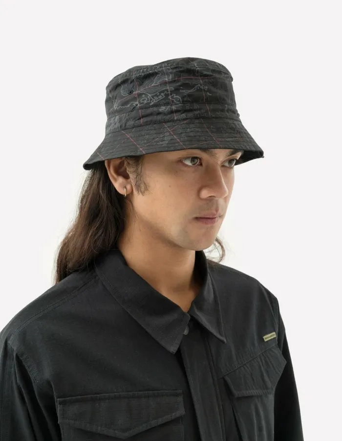 Maharishi Hats 5227 Reversible Contour Bucket Hat BlackSubdued Night 8211 Men