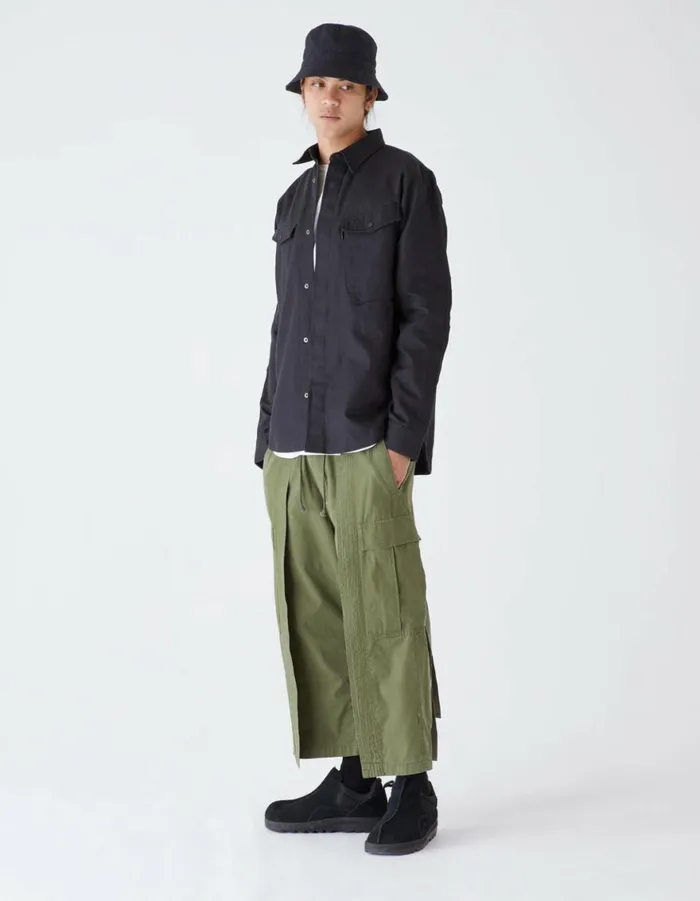 Maharishi Long Sleeve Shirts 7028 MILTYPE Organic Custom Shirt Black 8211 Men