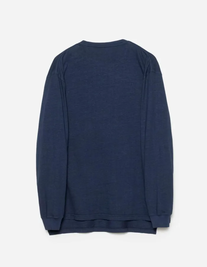 Maharishi Long Sleeve TShirts 6001 Monk Organic Hemp LS TShirt Navy Blueprint 8211 Men