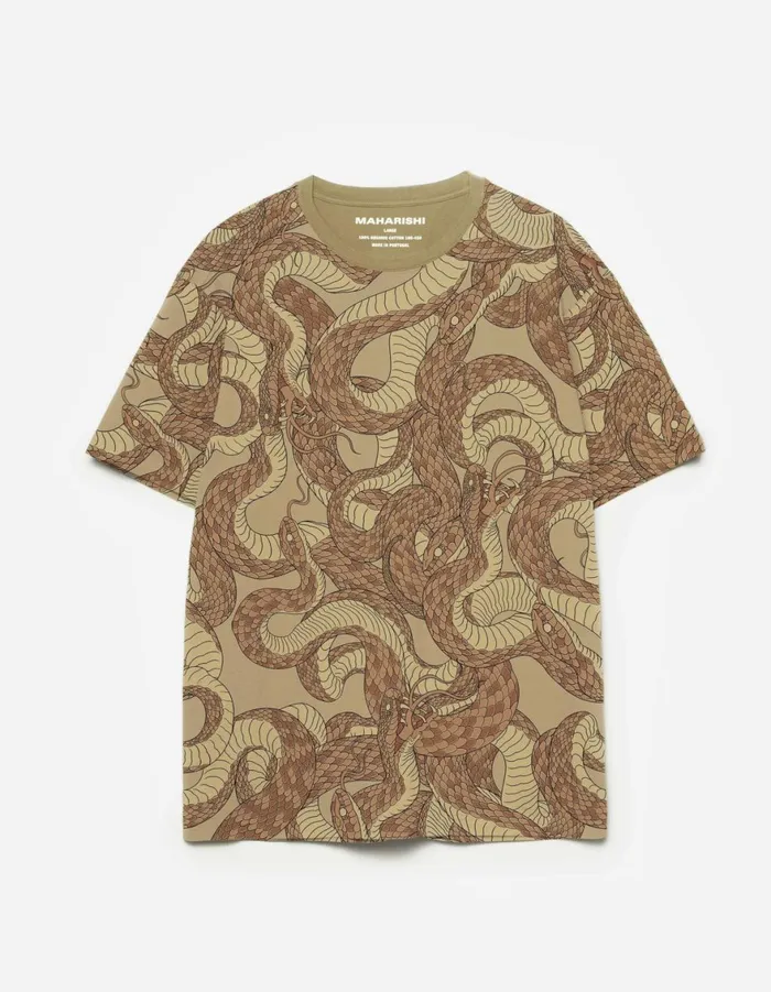 Maharishi Short Sleeve TShirts 6072 Snakeskin Camo TShirt Desert 8211 Men