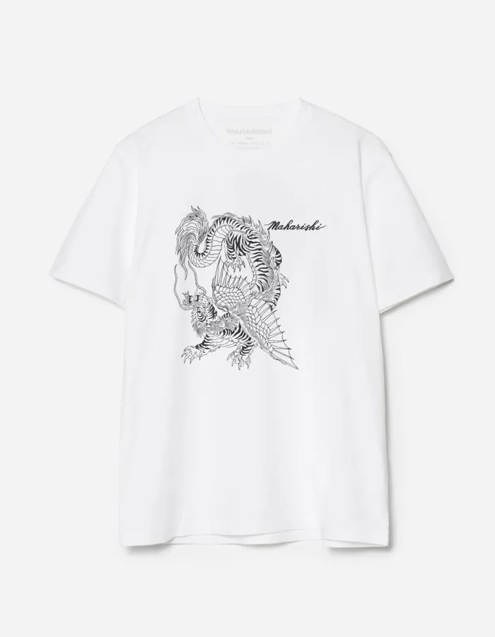 Maharishi Short Sleeve TShirts 6099 Tiger Dragon TShirt White 8211 Men
