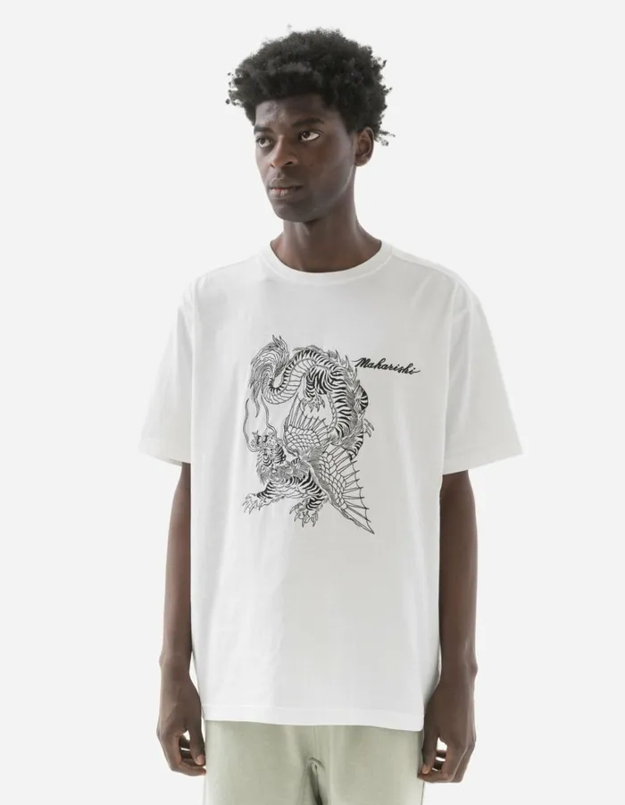 Maharishi Short Sleeve TShirts 6099 Tiger Dragon TShirt White 8211 Men