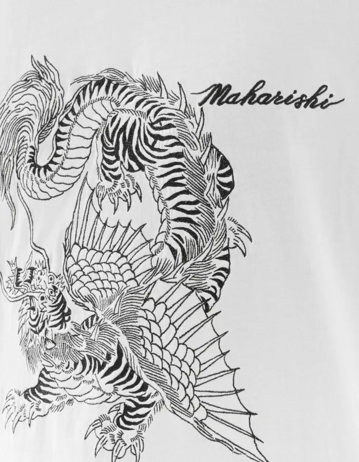 Maharishi Short Sleeve TShirts 6099 Tiger Dragon TShirt White 8211 Men