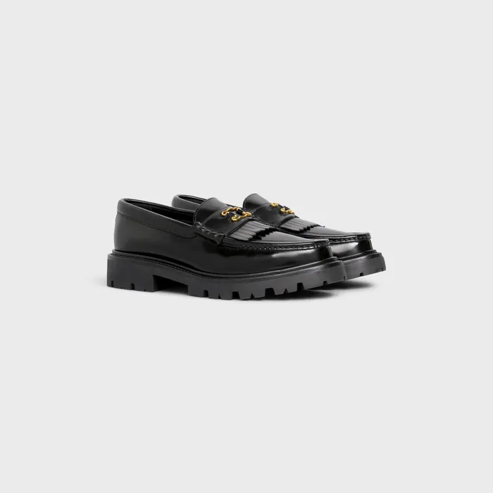 Margaret Loafer With Triomphe Frame In Polished Bullskin Black Women CELINE LOAFERS AND FLATS